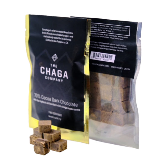 GOLD-STANDARD CHAGA CHOCOLATE BAR WITH REISHI, TURKEYTAIL, LIONSMANE MUSHROOMS